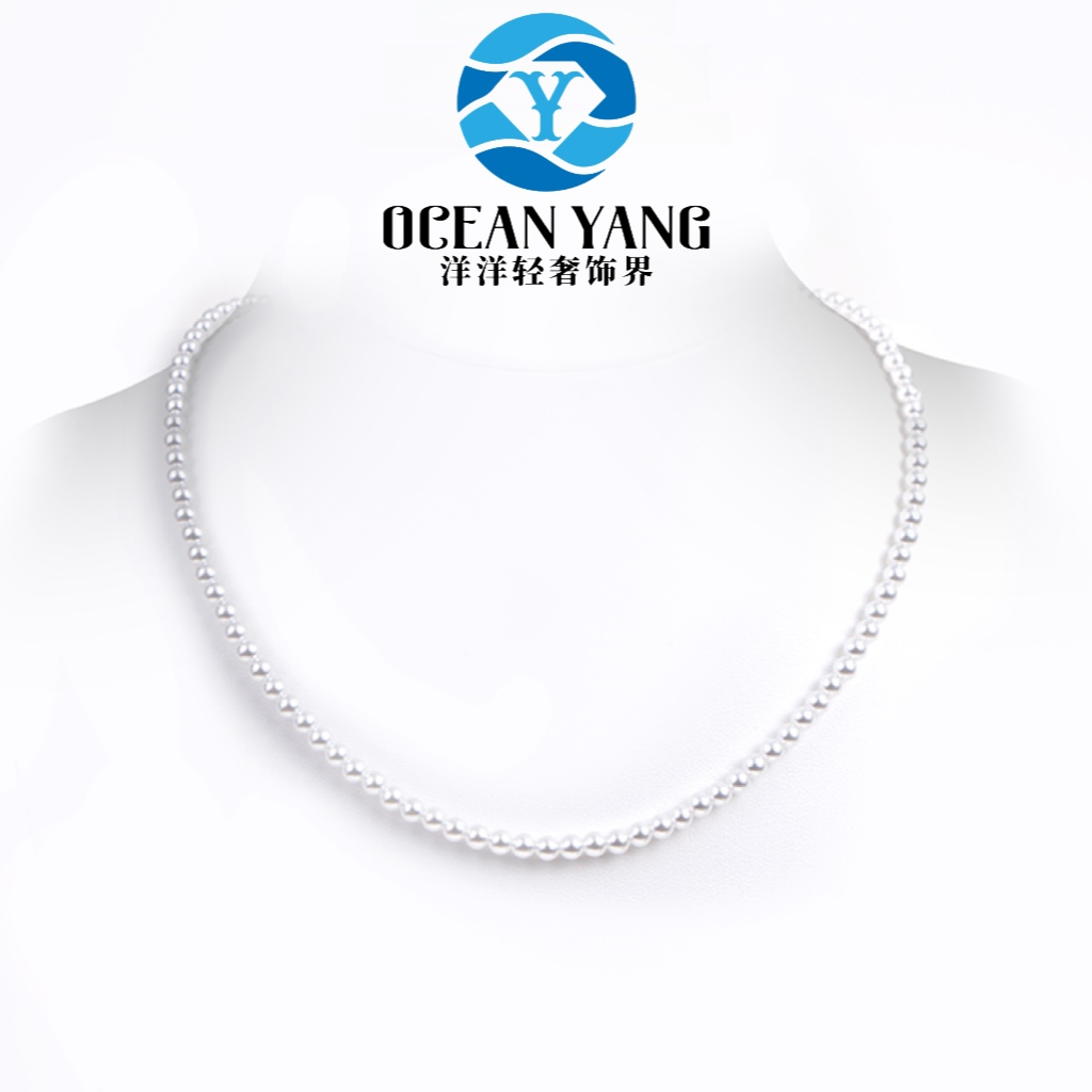 S925 Sterling Silver 4mm Small Pearl Necklace with 40+5cm Extension Chain