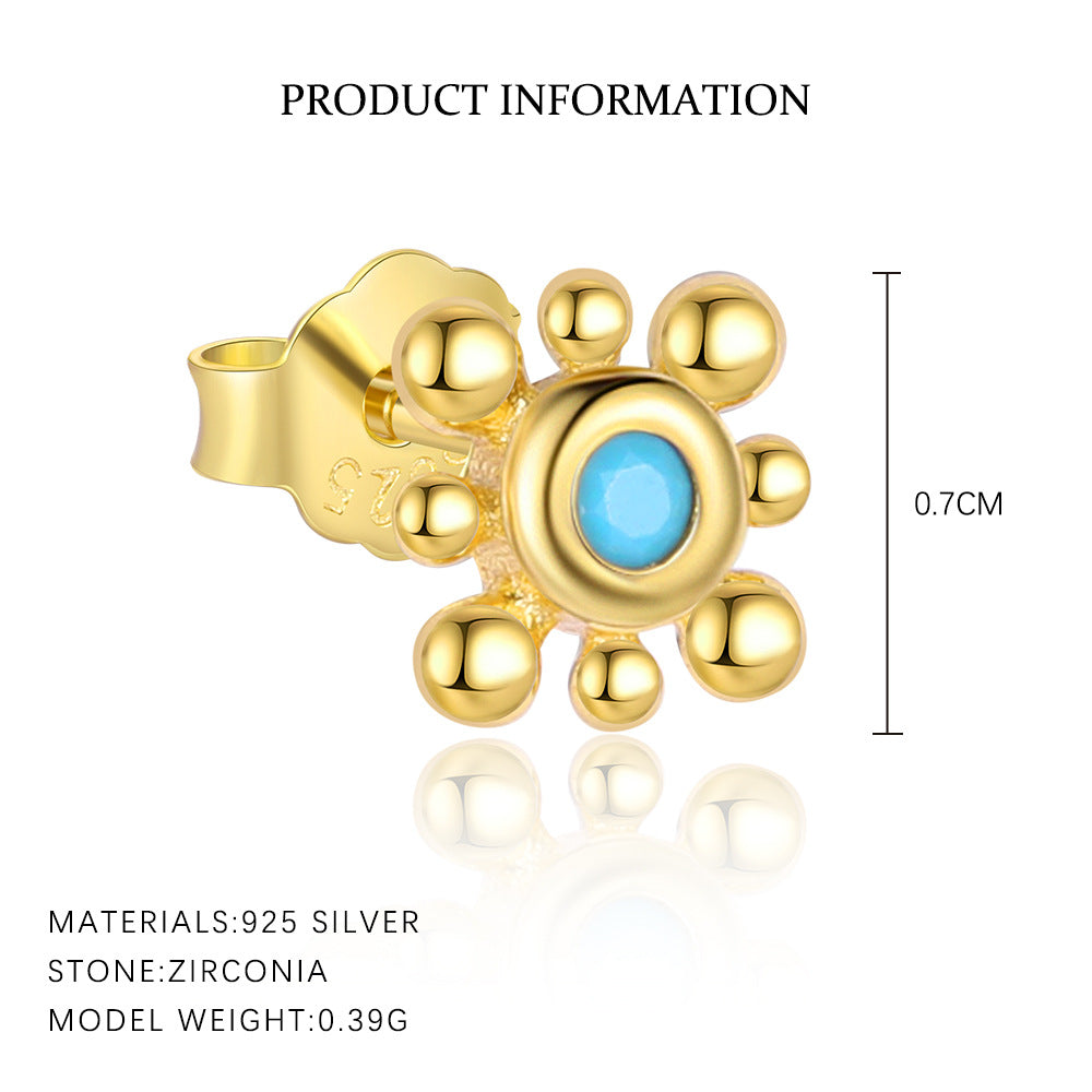 S925 Sterling Silver Turquoise Vintage Earrings for Women