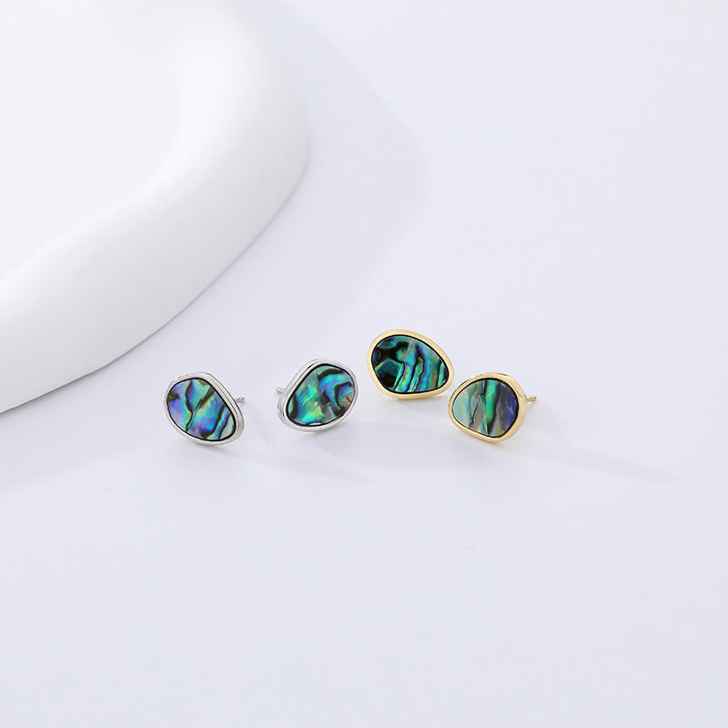 S925 Sterling Silver Vintage Abalone Shell Earrings For Women