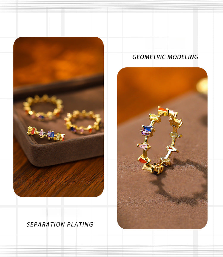 S925 Sterling Silver Color Zirconium Ring for Women