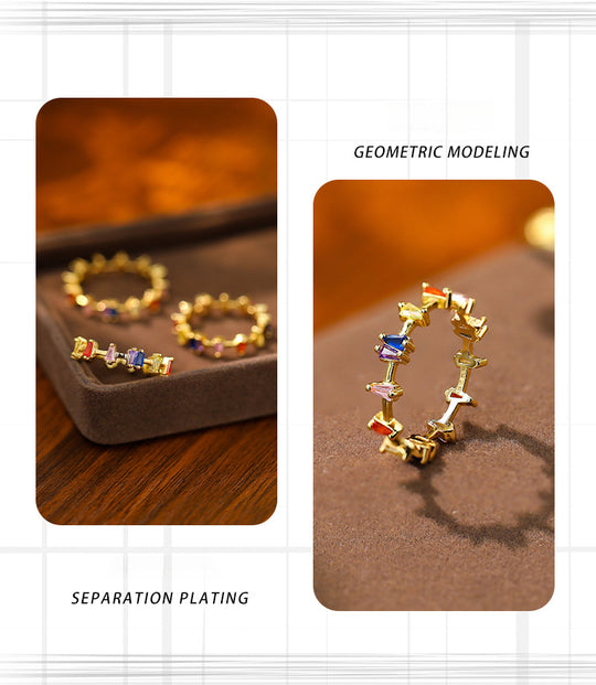 S925 Sterling Silver Color Zirconium Ring for Women