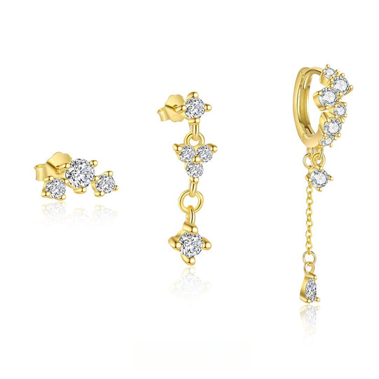 S925 Sterling Silver Chain Tassel with Zirconia Drop Earrings for Women