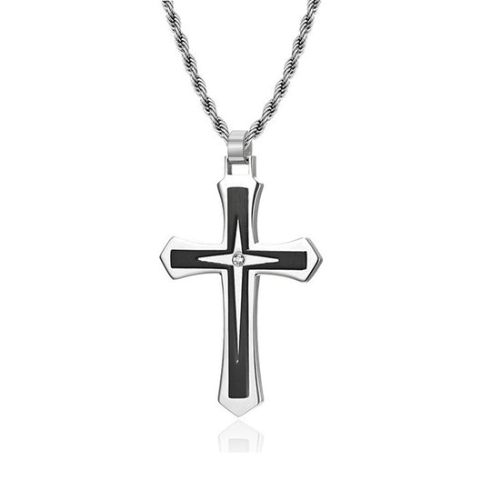 Stainless Steel Two-Tone Cross Necklace