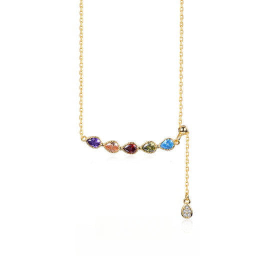 S925 Rainbow Drops Zirconia Necklace for Women