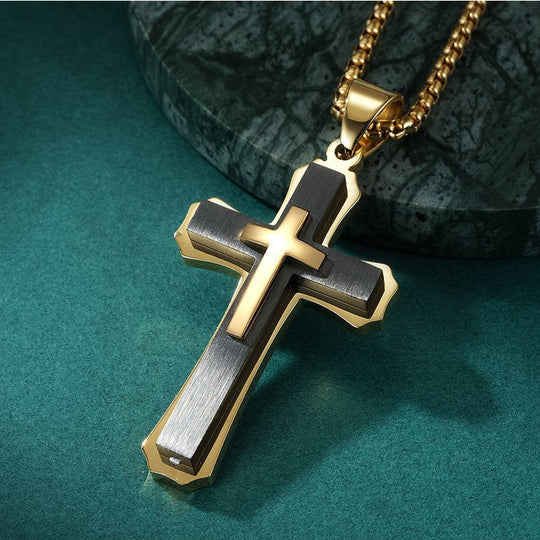 316 Stainless Steel Two-Tone Cross Necklace