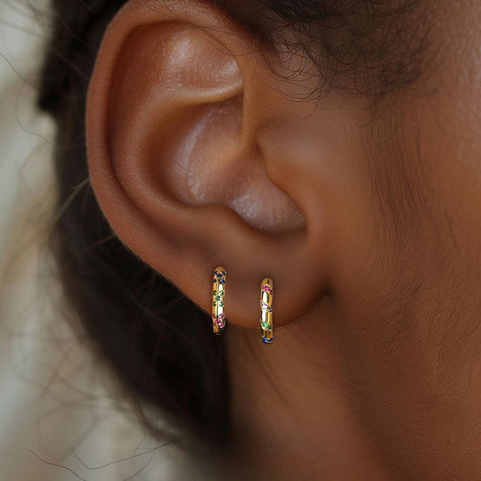 S925 Sterling Silver Minimalist Colorful Zirconia Geometric Earrings for Women