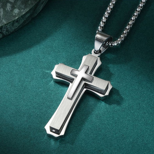 316 Stainless Steel Two-Tone Cross Necklace