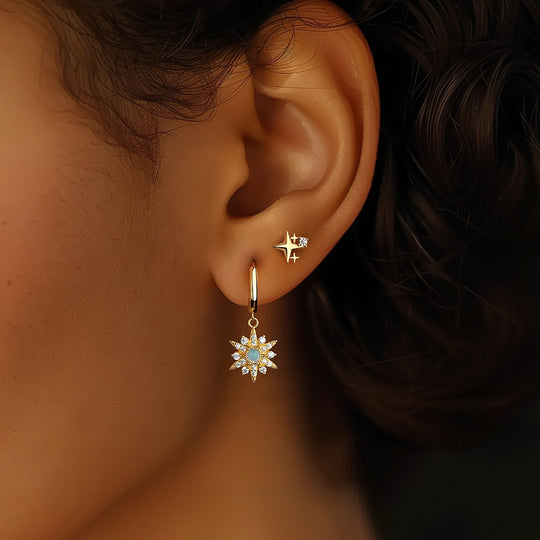 S925 Sterling Silver Starburst Zirconia Earrings for Women