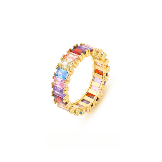 925 Sterling Silver Light Luxury Colorful Zirconia Ring for Women