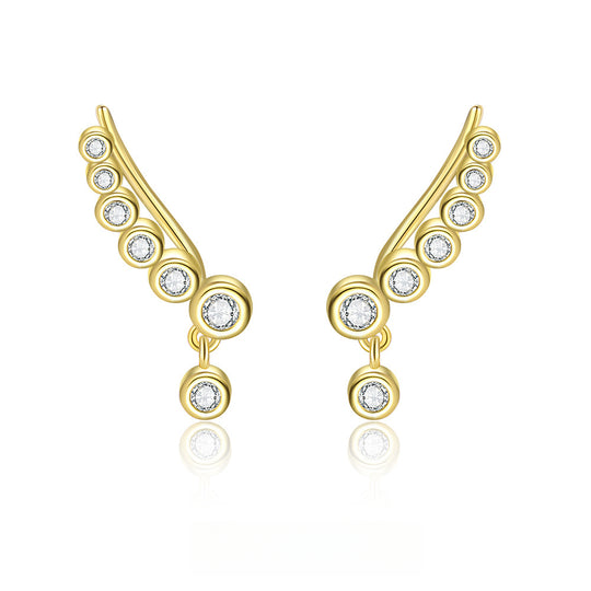 S925 Sterling Silver Round Diamond Ear Clips