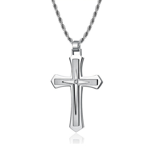 Stainless Steel Two-Tone Cross Necklace