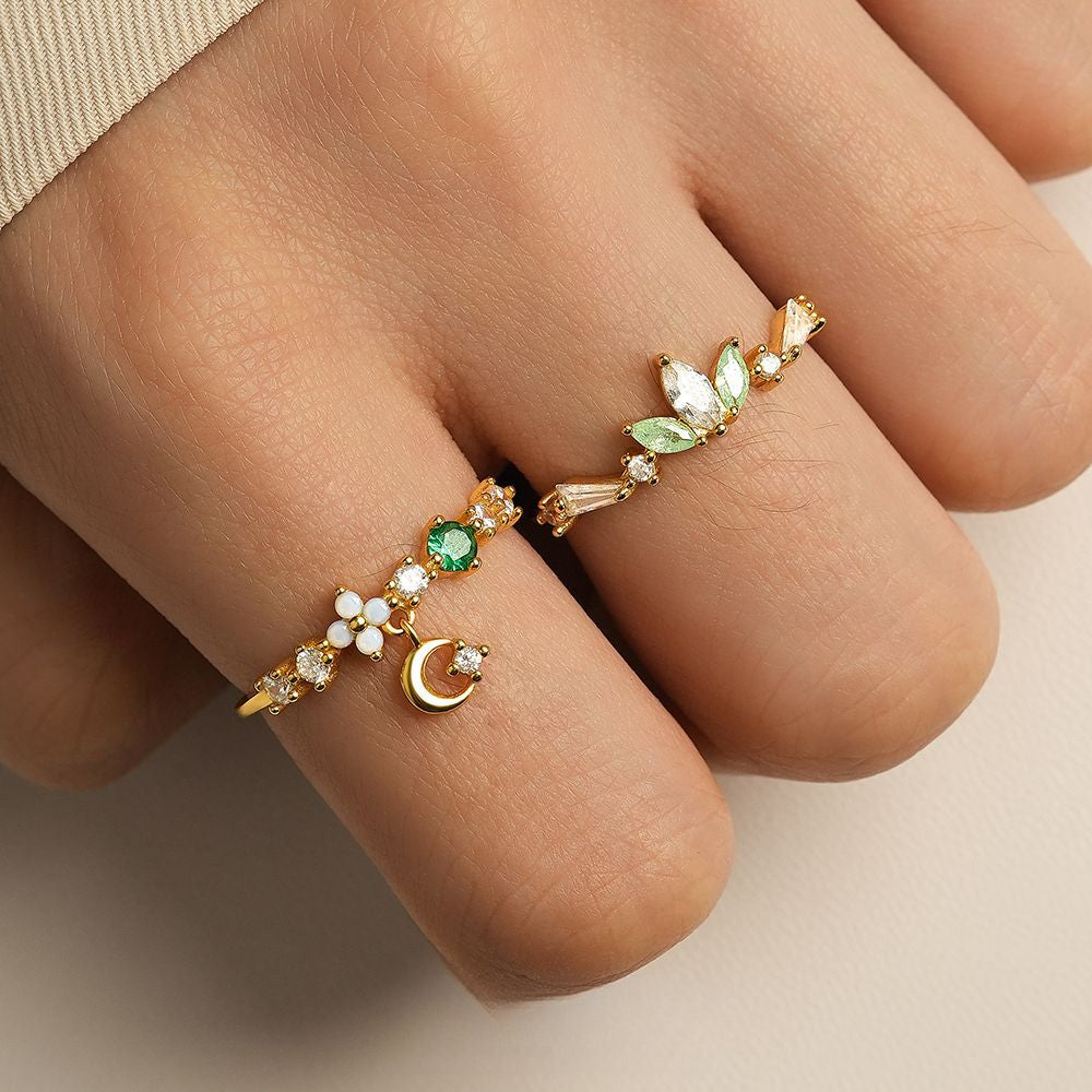 S925 Sterling Silver Colorful Diamond Flower Ring for Women