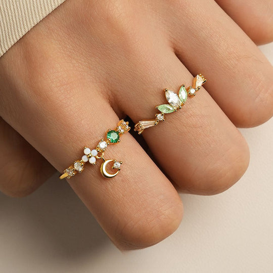 S925 Sterling Silver Colorful Diamond Flower Ring for Women
