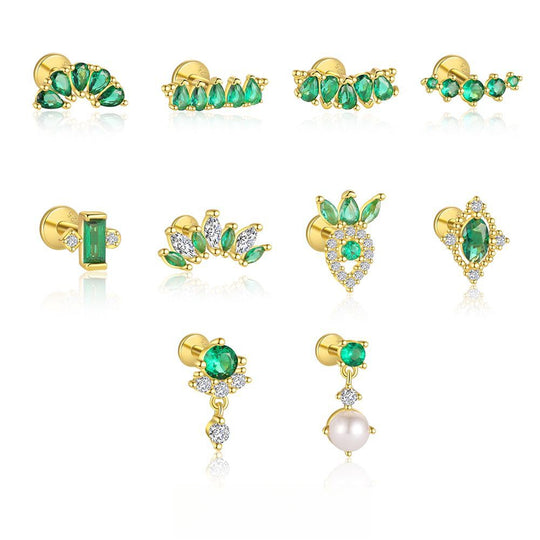 S925 Sterling Silver Green Zirconia Earrings for Women