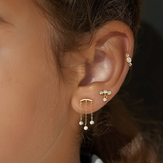 S925 Sterling Silver Round Diamond Stud Earrings For Women