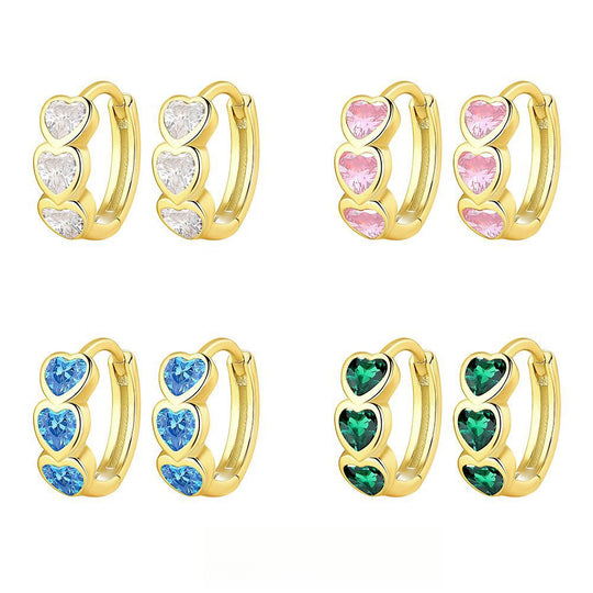 S925 Sterling Silver Heart Zircon Earrings for Women