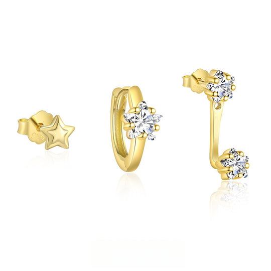 S925 Sterling Silver Star with Zirconia Earrings for Women