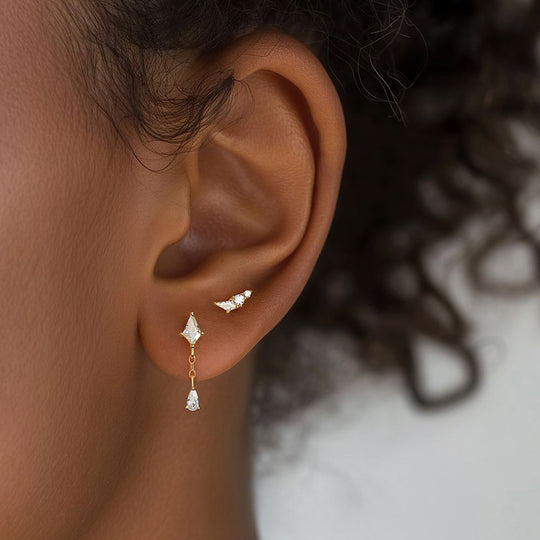 S925 Sterling Silver French Zirconia Round Head Earrings for Women