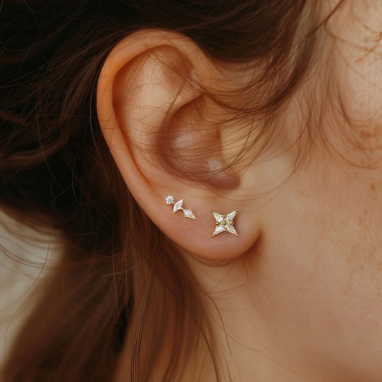 S925 Sterling Silver French Zirconia Round Head Earrings for Women