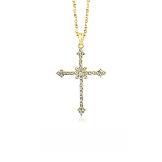 S925 Sterling Silver Zirconia Cross Necklace