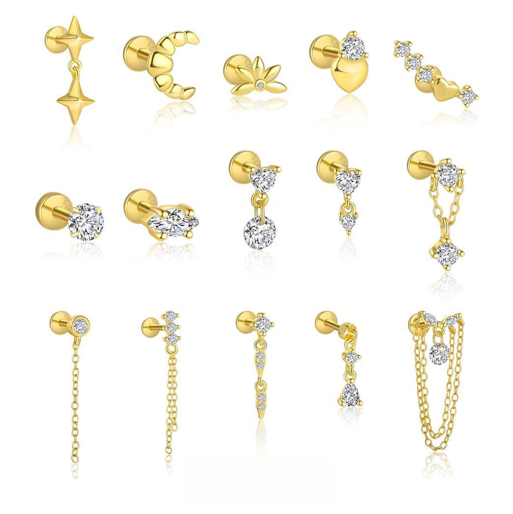 S925 Sterling Silver Tassel Zirconia Flat Earrings for Women