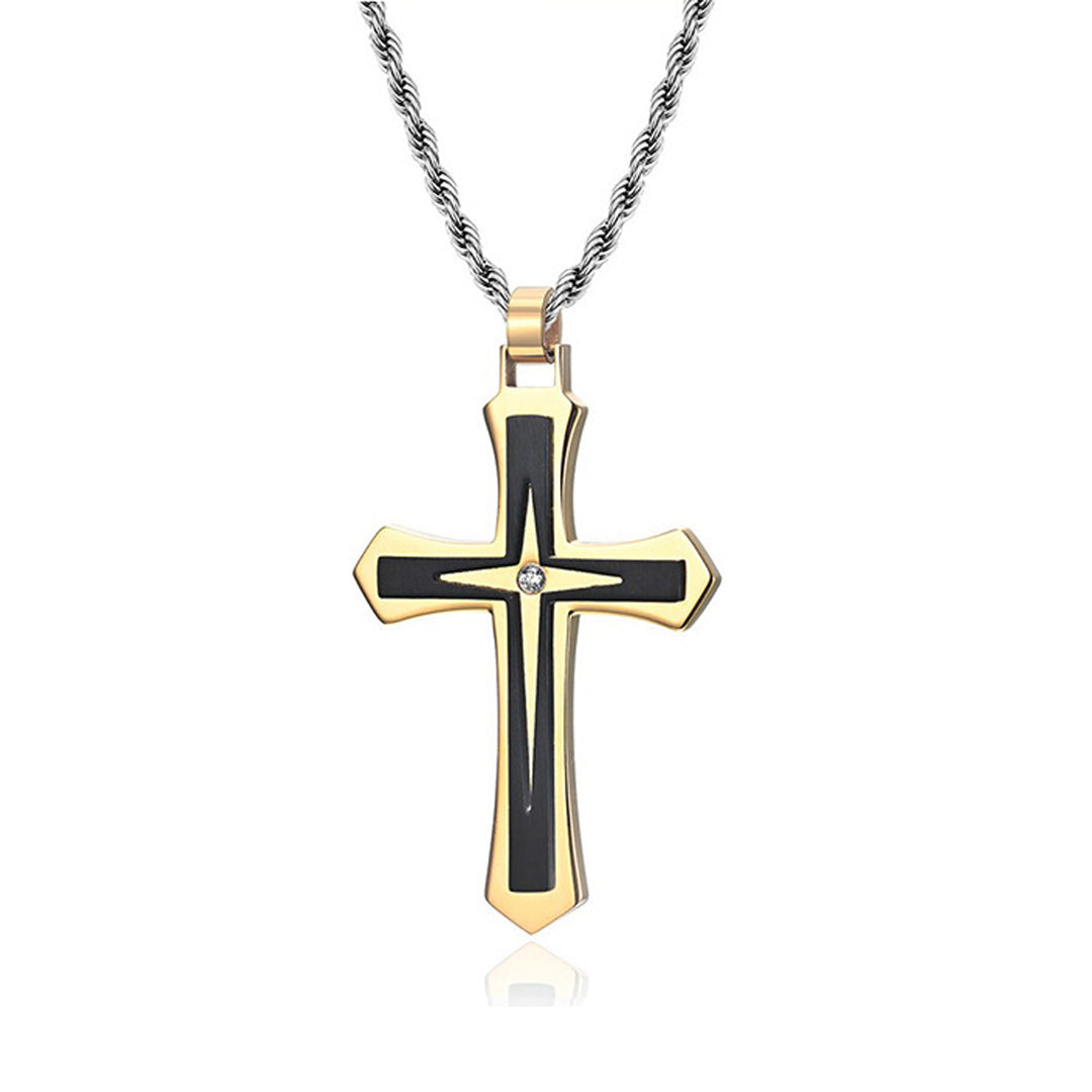 Stainless Steel Two-Tone Cross Necklace