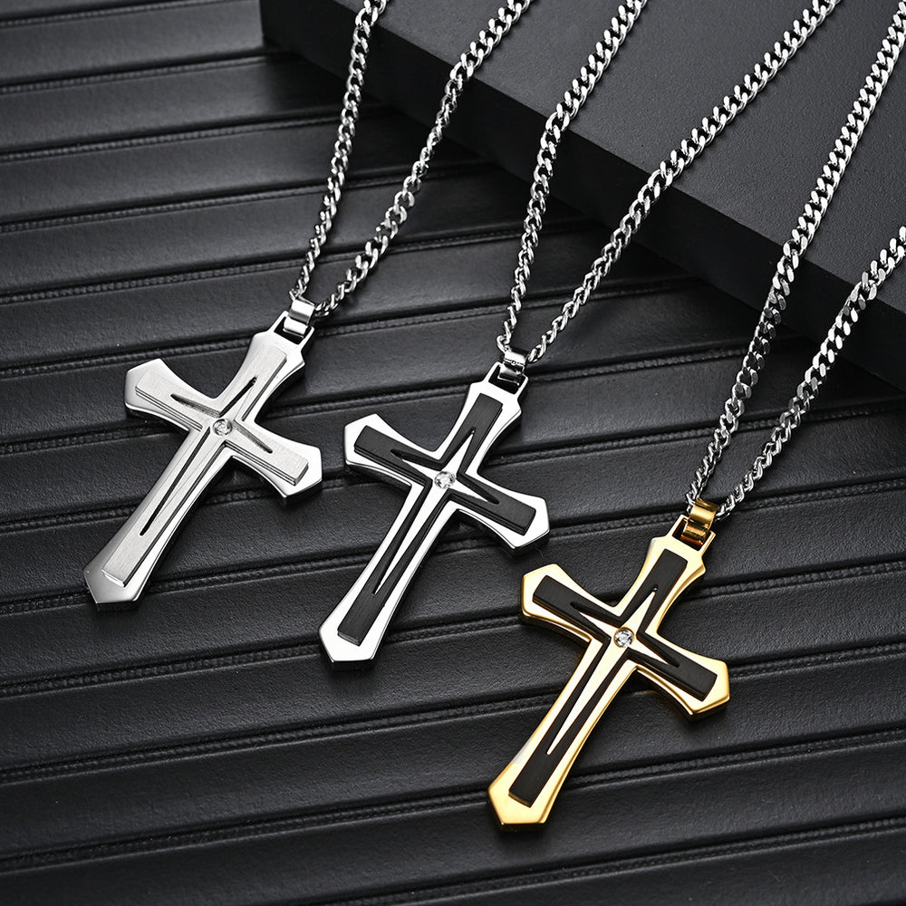 Stainless Steel Two-Tone Cross Necklace