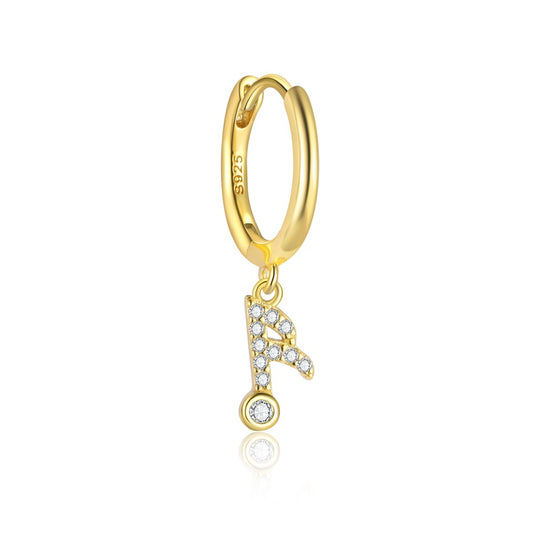 S925 Sterling Silver Musical Notes with Zirconia Geometric Earrings for Women