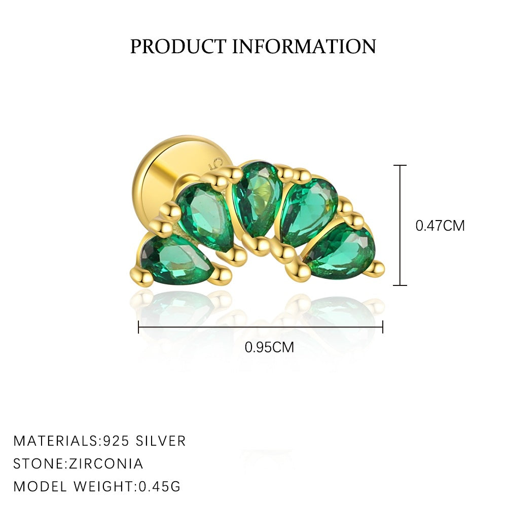 S925 Sterling Silver Green Zirconia Earrings for Women
