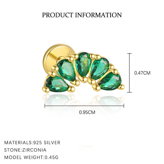 S925 Sterling Silver Green Zirconia Earrings for Women
