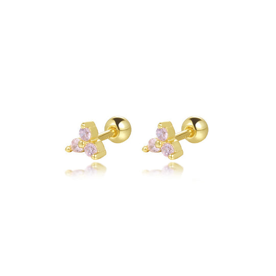 S925 Sterling Silver Triangle Colored Zirconia Stud Earrings