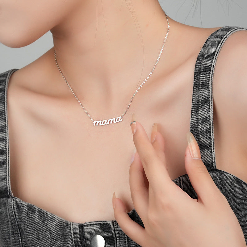 S925 Sterling Silver Letter MAMA Necklace