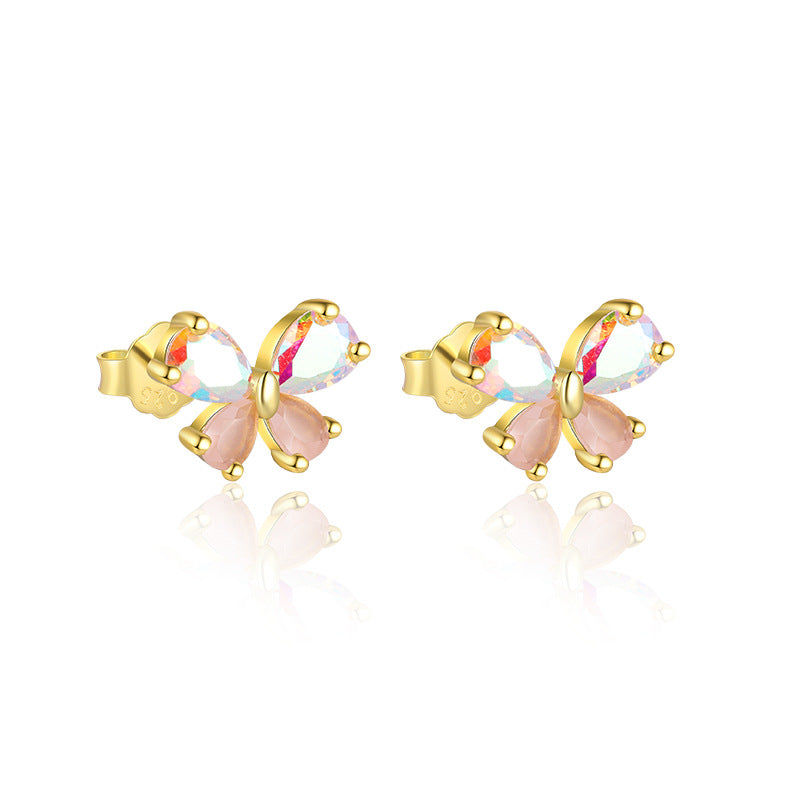S925 Sterling Silver French Colored Zirconia Earrings for Women
