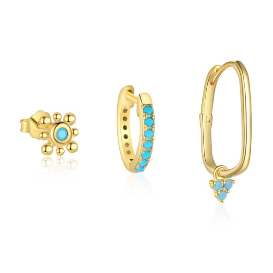 S925 Sterling Silver Turquoise Vintage Earrings for Women