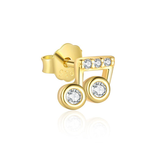 S925 Sterling Silver Musical Note Zirconia Earrings for Women