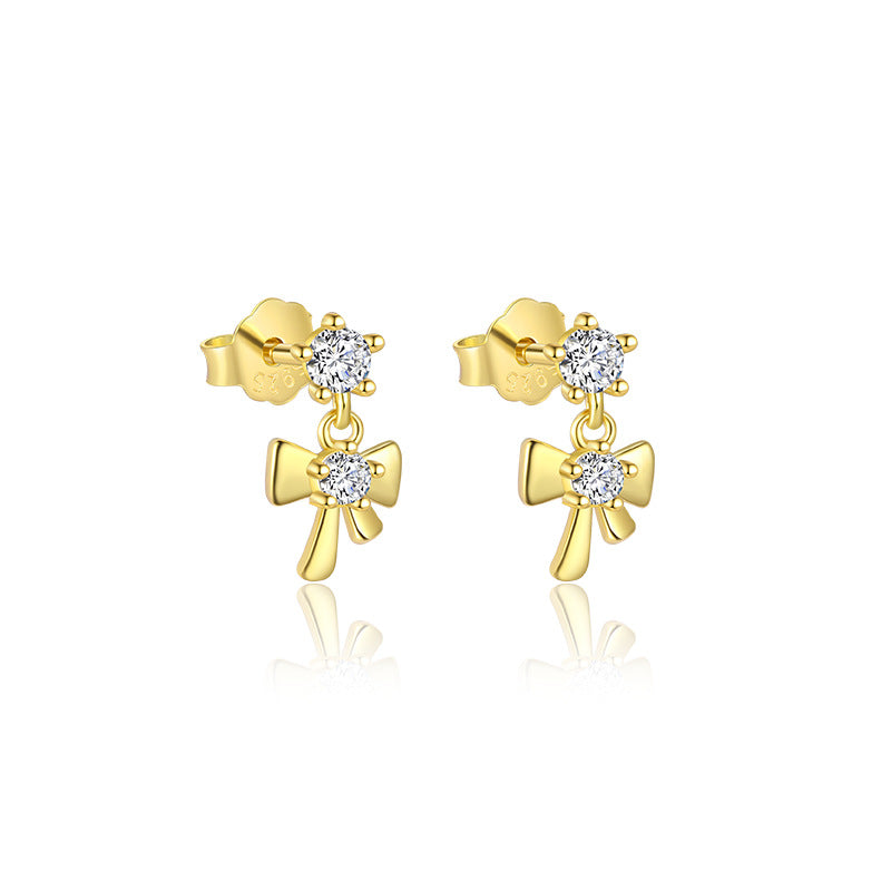 S925 Sterling Silver Star Tassel Diamond Stud Earrings Female