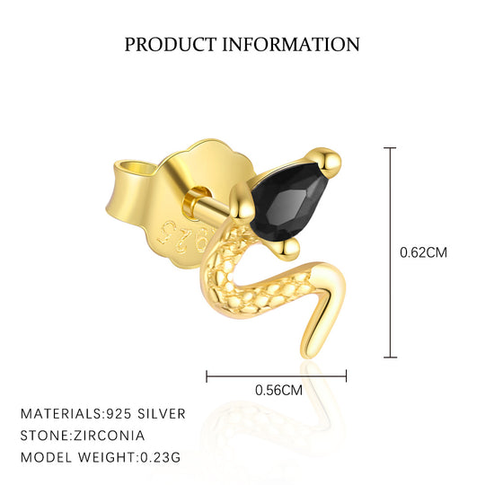 S925 Sterling Silver Animal Black Zirconia Personalized Earrings For Women