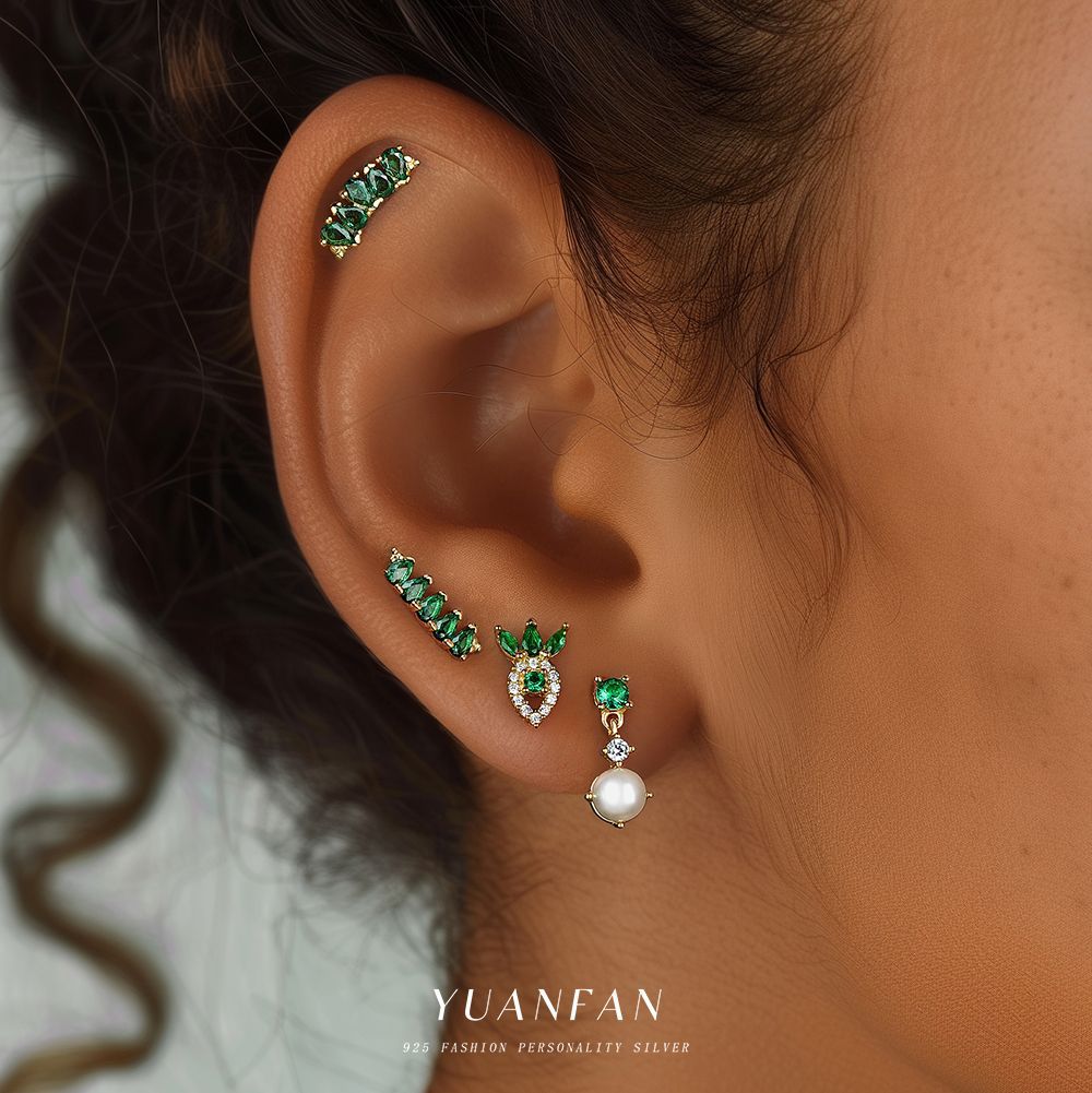 S925 Sterling Silver Green Zirconia Earrings for Women