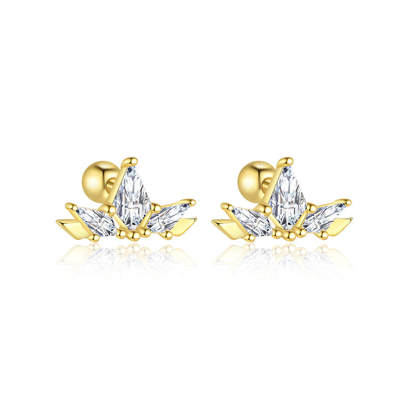 S925 Sterling Silver French Zirconia Round Head Earrings for Women