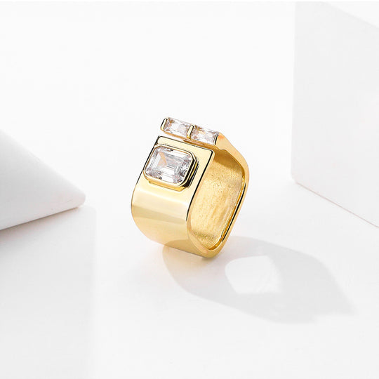 925 Sterling Silver Open Square Zirconia Ring