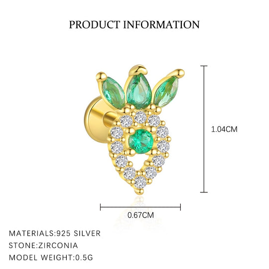 S925 Sterling Silver Green Zirconia Earrings for Women