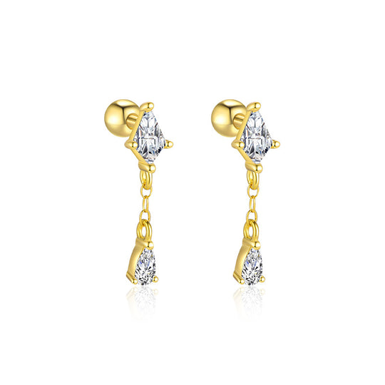 S925 Sterling Silver Star and Moon Zirconia Round Head Earrings Set for Women