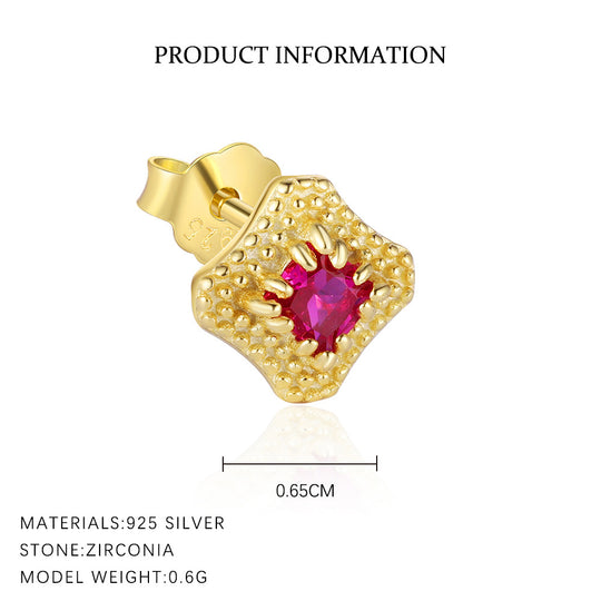 S925 Sterling Silver French Colored Zirconia Earrings for Women