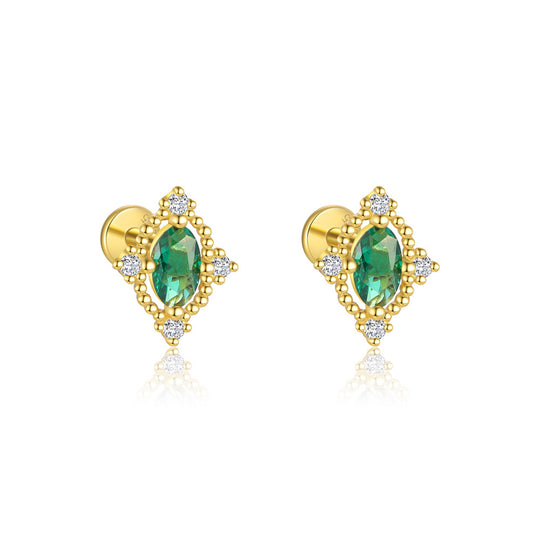 S925 Sterling Silver Green Zirconia Earrings for Women