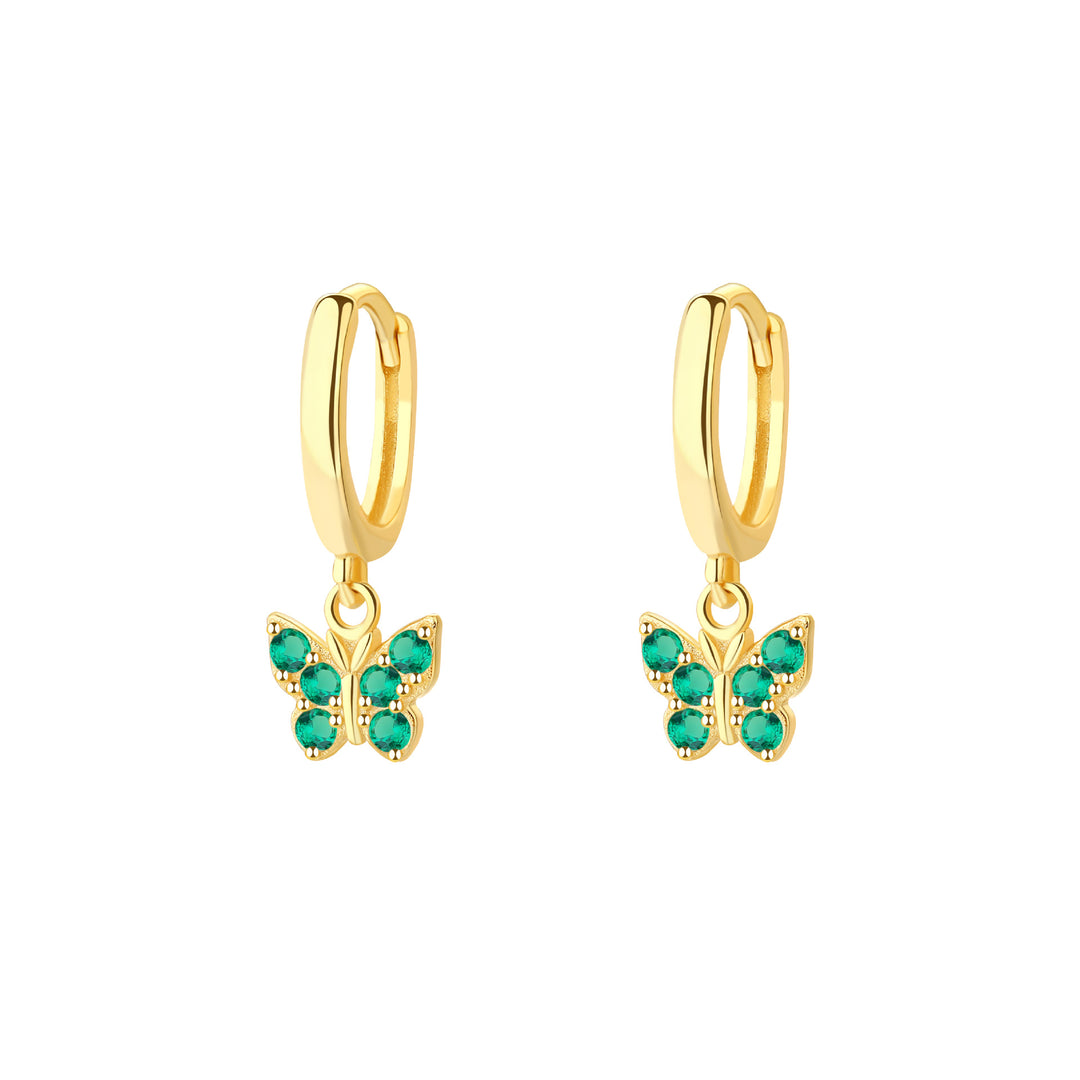 S925 Sterling Silver Butterfly Zircon Earrings