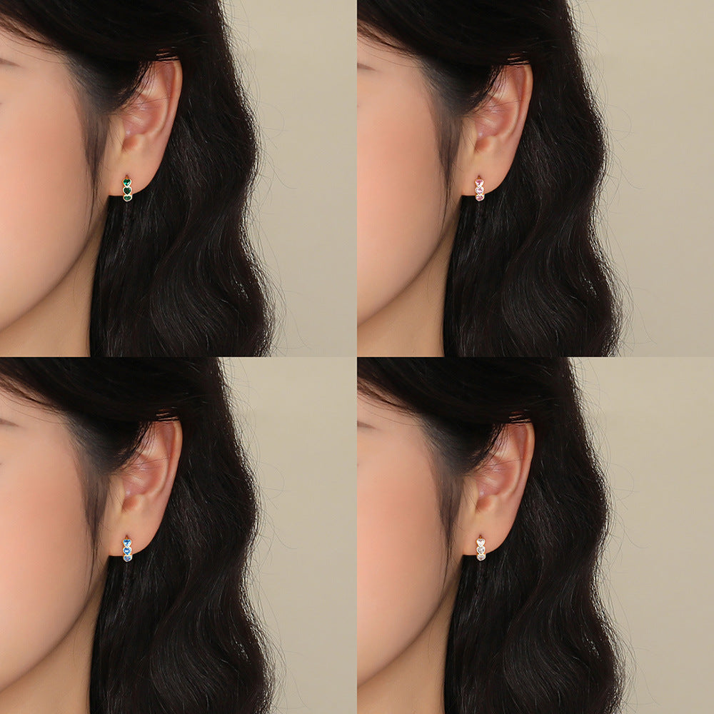S925 Sterling Silver Heart Zircon Earrings for Women