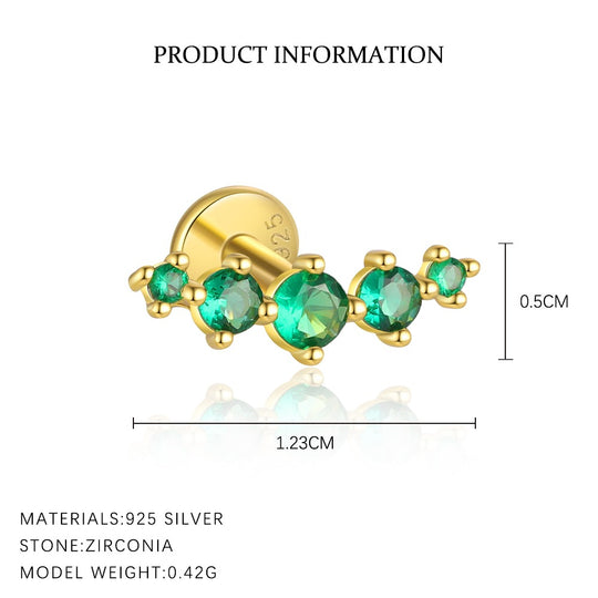 S925 Sterling Silver Green Zirconia Earrings for Women