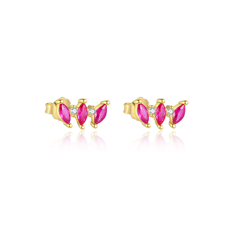 S925 Sterling Silver French Colored Zirconia Earrings for Women