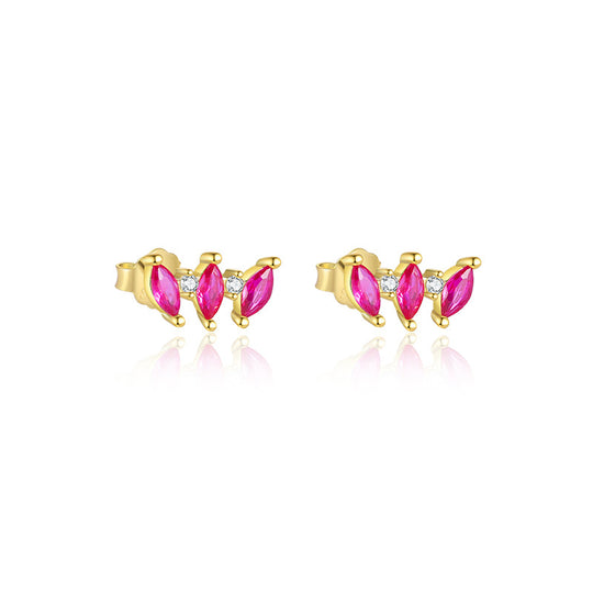 S925 Sterling Silver French Colored Zirconia Earrings for Women