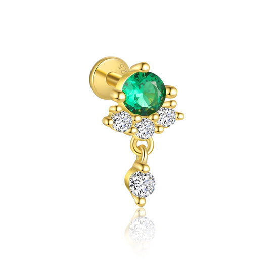 S925 Sterling Silver Green Zirconia Earrings for Women
